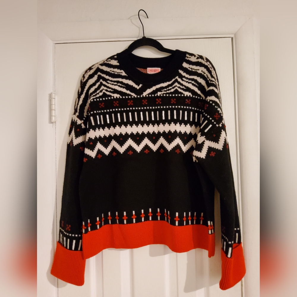 Kate Spade Black and Red Crew Neck Sweater